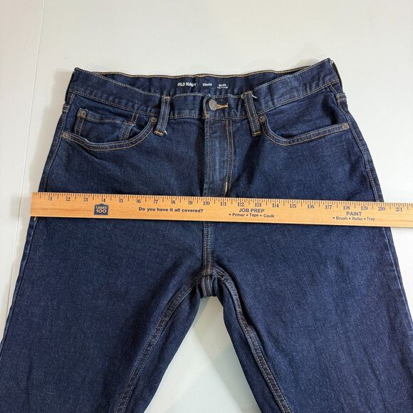 Old Navy Men's Stretch Slim Built In Flex Jeans Dark Rinse Wash Size 33 x 26 - Picture 7 of 12